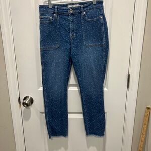 Vineyard Vines Womens Star Print Raw‎ Hem Ankle Jeans Blue 2P001247 Size 29